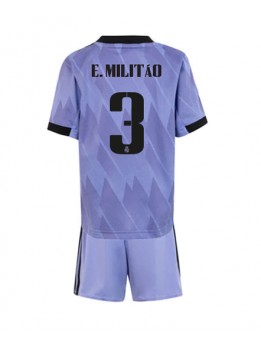 Real Madrid Eder Militao #3 Auswärts Trikotsatz für Kinder 2022-23 Kurzarm (+ Kurze Hosen)